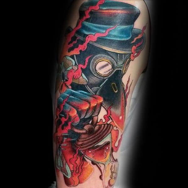 Arm Plague Doctor Male Tattoo Designs
