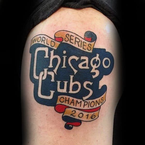Arm Retro Logo Chicago Cubs Tattoo Designs For Males