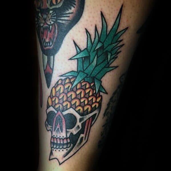 Arm Skull Mens Manly Pineapple Tattoo Designs
