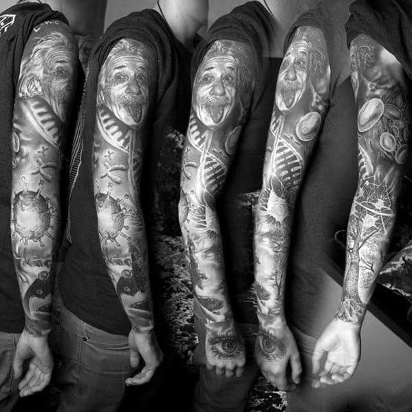 Arm Sleeve Albert Einstein Mens Tattoo Designs