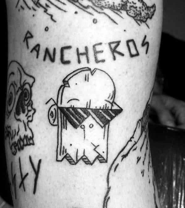 Arm Small Skateboard With Sunglasses Filler Male Tattoo