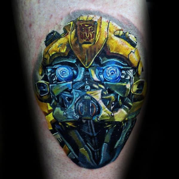 Arm Transformers Yellow Ink 3d Tattoos For Men