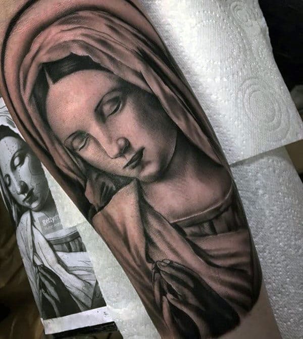 Arm Virgin Mary Tattoos For Guys