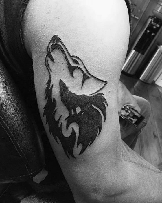 Arm Wolf Male Animal Tribal Tattoo Design Inspiration