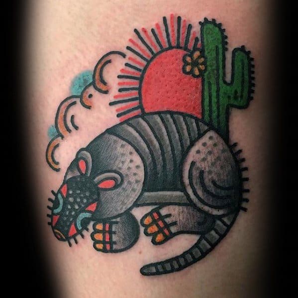 Armadillo Traditional Small Mens Tattoo Ideas On Arm