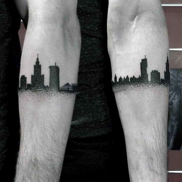 Armband Black Ink Dotwork Guys Skyline Tattoos