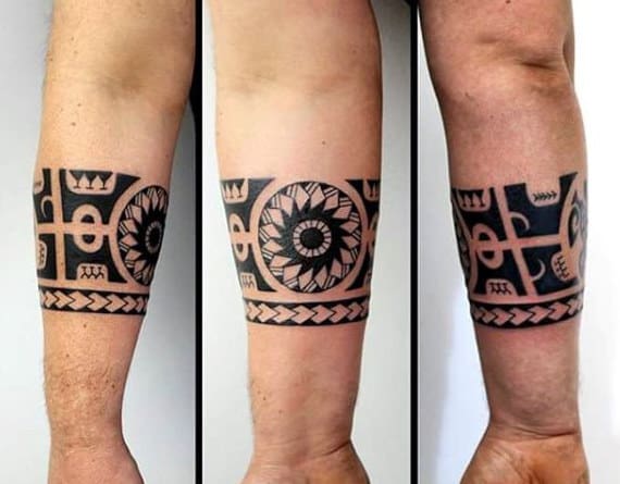 Armband Mens Hawaiian Tribal Forearm Tattoo Ideas