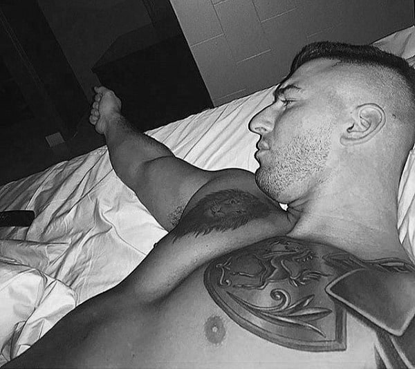 Armor Plate Mens Awesome Chest And Shoulder Tattoos