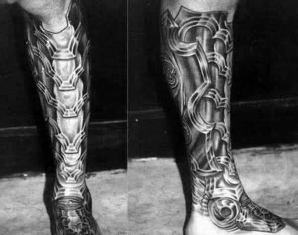 Armor Plate Mens Shin Tattoos