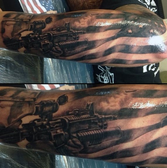 Army Sleeve Tattoos On Man