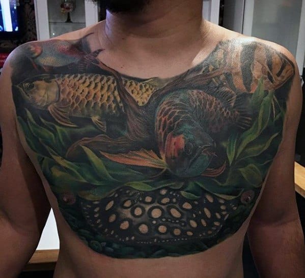 Arowana Guys Tattoo Ideas On Chest