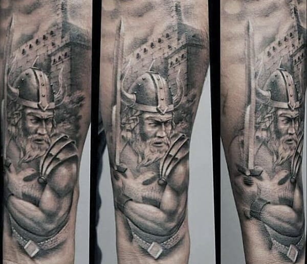 Arrogant Warrior Tattoo Male Forearms