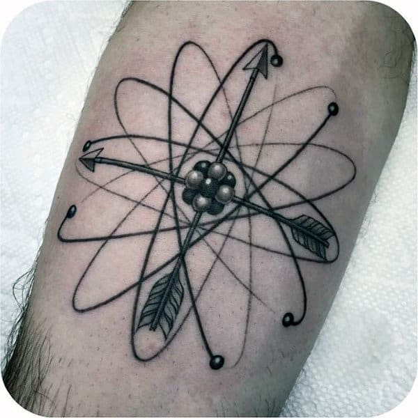 Arrow Atom Mens Black Ink Tattoo Arm Ideas