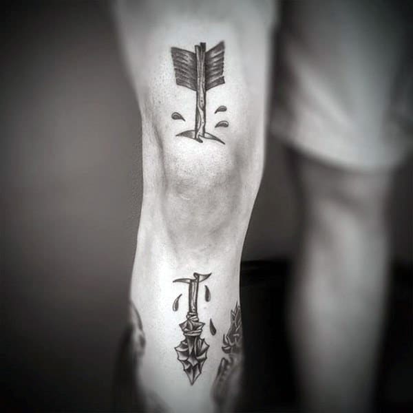 Arrow Hidden In Skin Tattoo Male Forearms