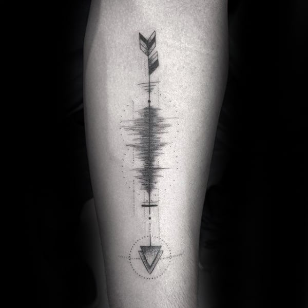 Arrow Soundwave Mens Inner Forearm Tattoo Design Inspiration