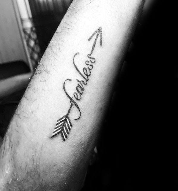 Arrow Unique Mens Fearless Tattoos On Outer Forearm