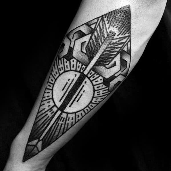 Arrow With Pattern Guys Unique Forearm Tattoo Designs