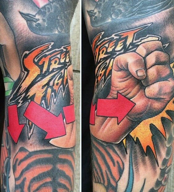 Arrows Street Fighter Guys Sleeve Tattoos