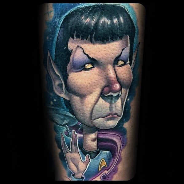 Artistic Arm 3d Guys Tattoos With Star Trek Design