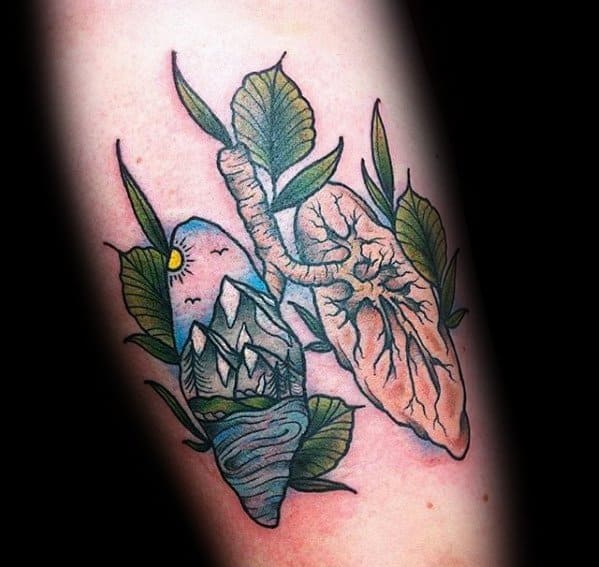 Artistic Arm Lung Male Tattoos