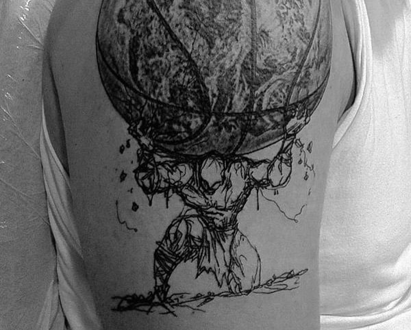 Artistic Atlas Holding The Globe Mens Upper Arm Fitness Tattoo Ideas