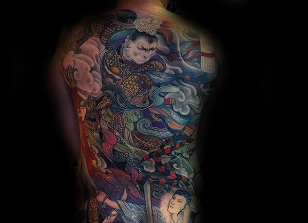 Artistic Chinese Full Back Male Tattoos