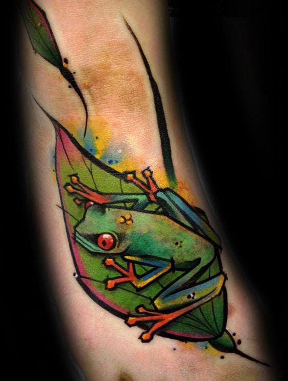 Artistic Guys Frog Foot Tattoos