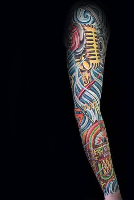 Artistic Juke Box Music Sleeve Guys Tattoos