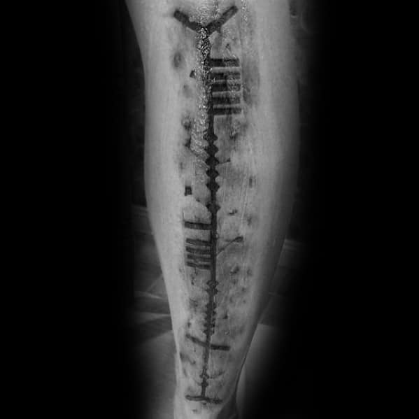 Artistic Leg Male Ogham Tattoo Ideas