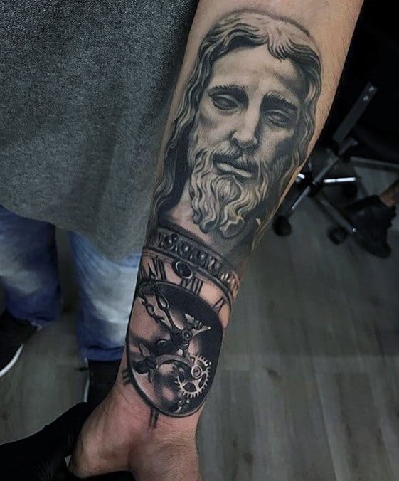 Artistic Male 3d Jesus Tattoo Ideas On Forearm
