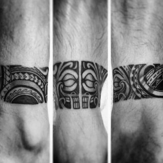 Artistic Male Ankle Band Hawaiian Tribal Tattoo Ideas