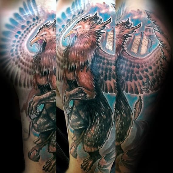 Artistic Male Griffin Arm Tattoos For Men