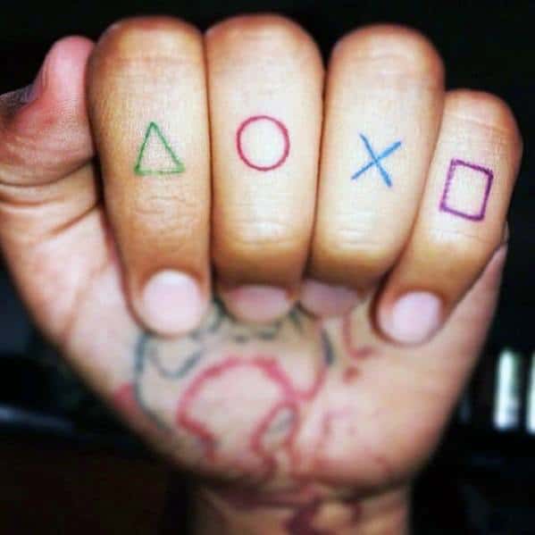Artistic Male Playstation Controller Finger Tattoo Ideas