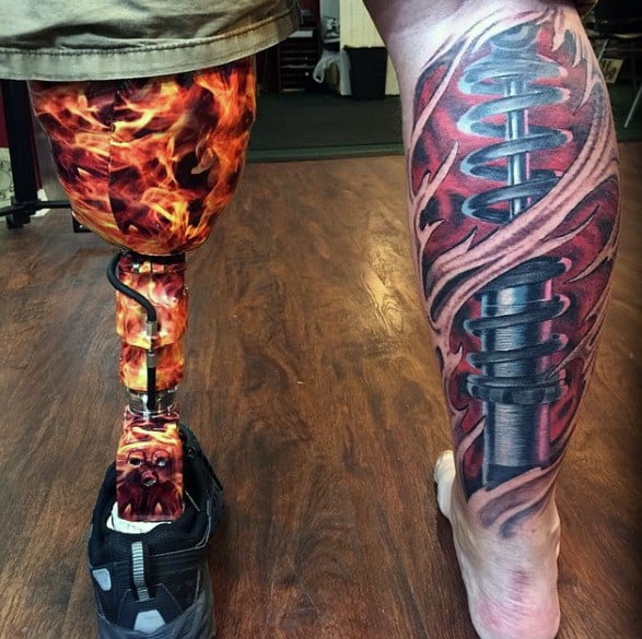 Artistic Male Suspension Ripped Skin Leg 3d Tattoo Ideas