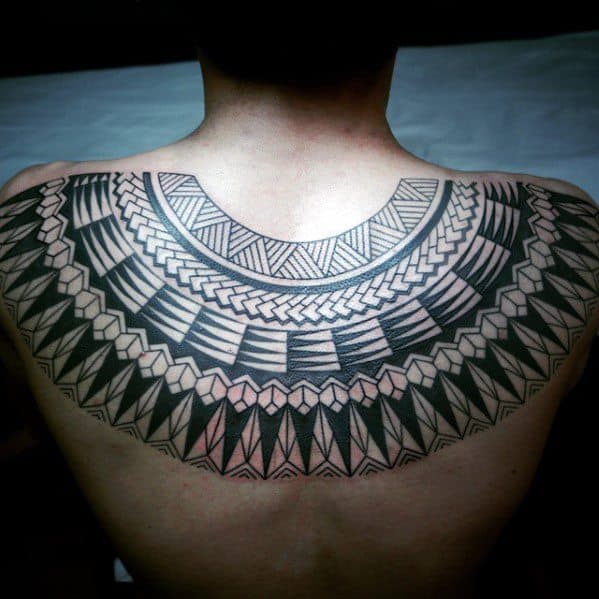Artistic Male Upper Back Awesome Tribal Tattoo Ideas
