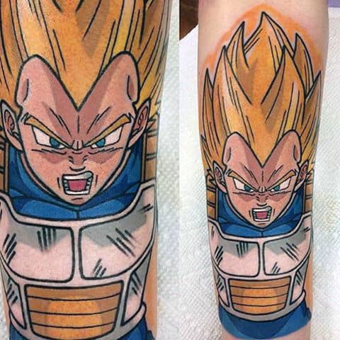 Artistic Male Vegeta Forearm Sleeve Tattoo Ideas