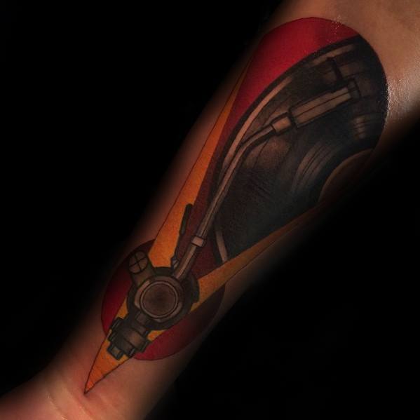 Artistic Male Vinyl Record Tattoo Ideas Inner Forearm