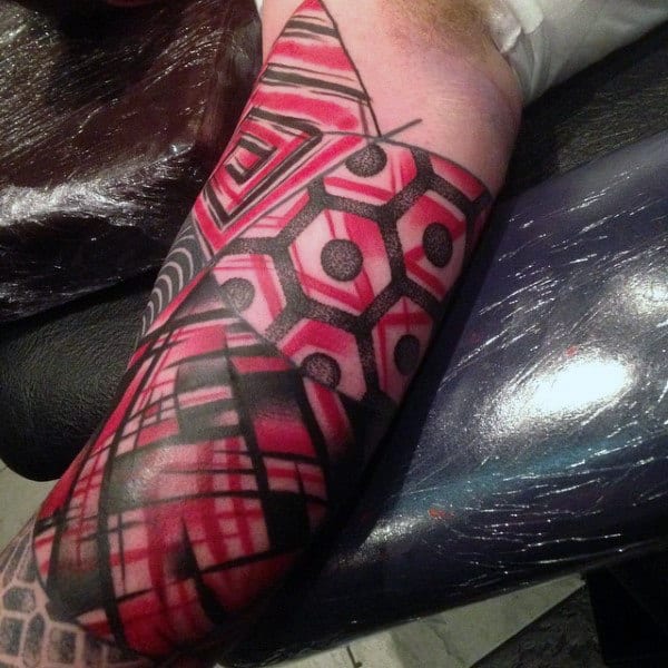 Artistic Red Ink Mens Arm Tattoos