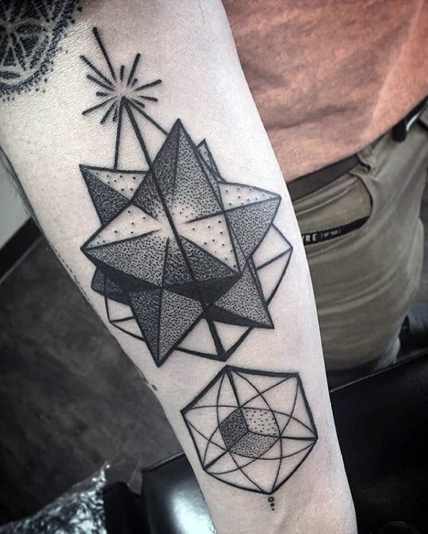 Artistic Shapes Male Geometric Forearm Tattoo Ideas