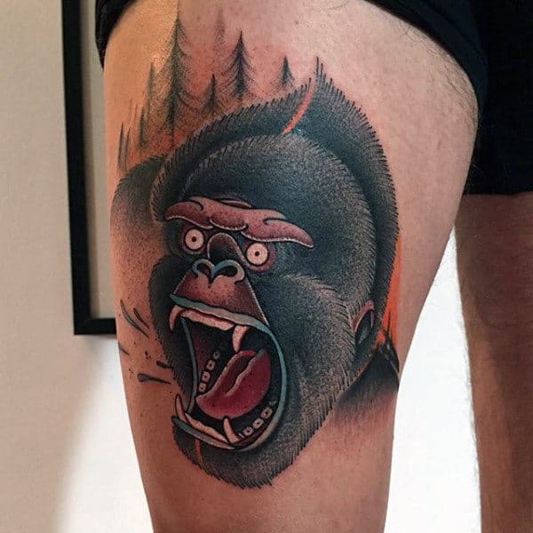 Artistic Tattoo Of Gorilla In Africa For Men