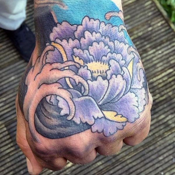 Asian Wave Tattoo For Men On Hand