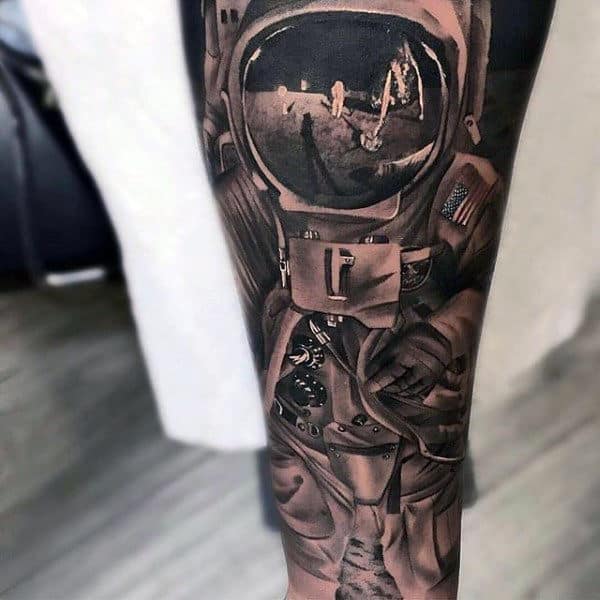 Astronaut Inner Forearm Tattoo Ideas For Men