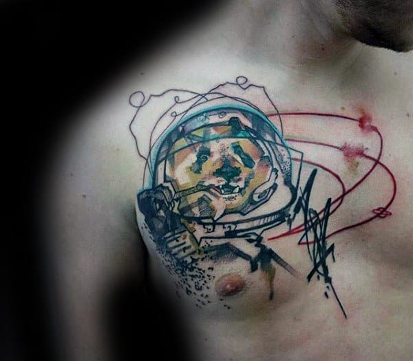 Astronaut Unique Mens Abstract Chest Tattoos