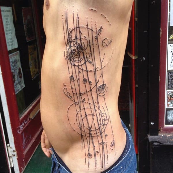 Astrophysics Science Tattoo For Gentlemen On Rib Cage Side
