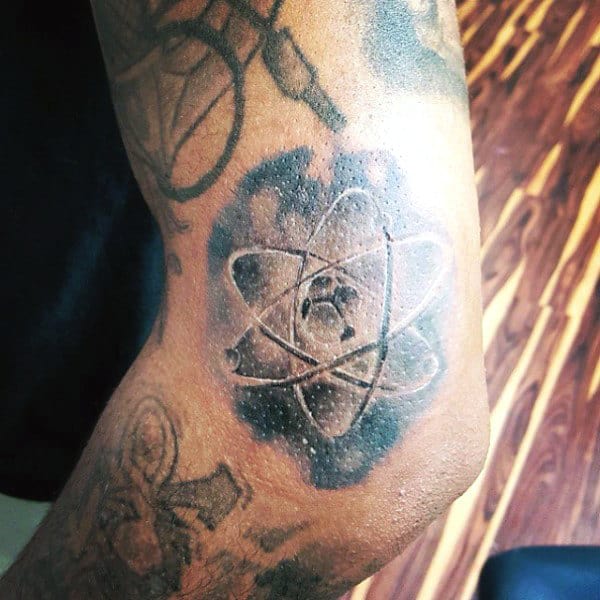 Atom Molecule Tattoo Above Mens Elbow