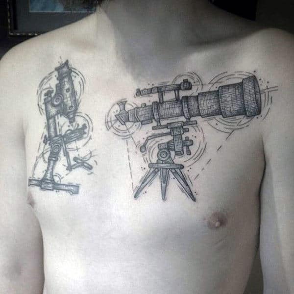 Atronomy Device Tattoo Male Chest