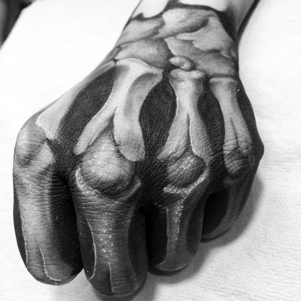 Awesome 3d Skeleton Hand Anatomical Tattoo Ideas For Guys