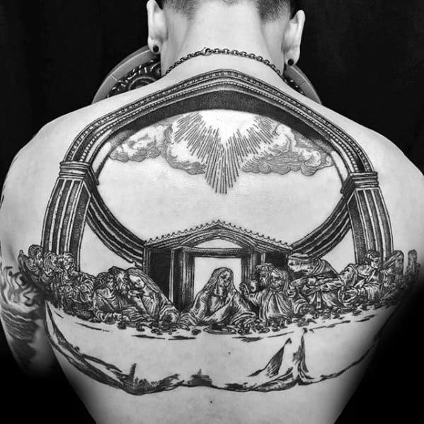 Awesome Back 3d Jesus Tattoos For Men