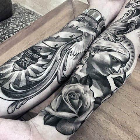 Awesome Black And Grey Tattoo Male Forearms