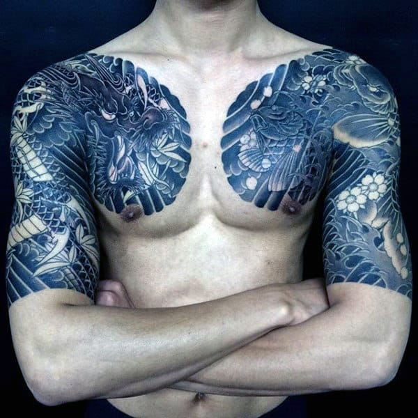 Awesome Black Dragon Tattoo Male Sleeves
